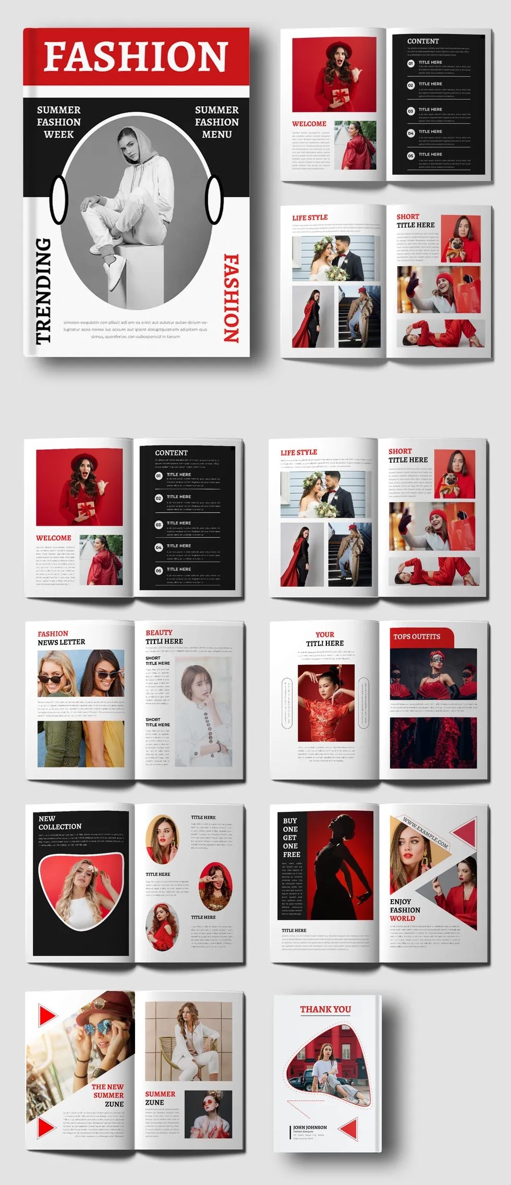 Adobestock - Fashion Magazine Design Template 718545679