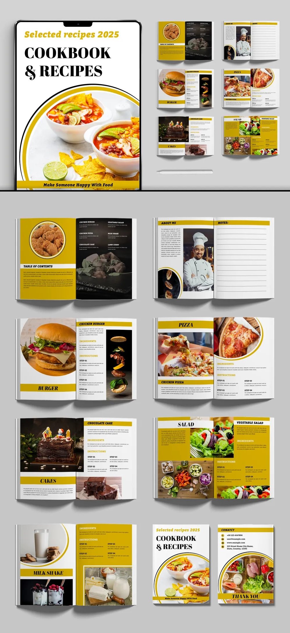Adobestock - Natural Food Recipe Book Design Layout 735684926