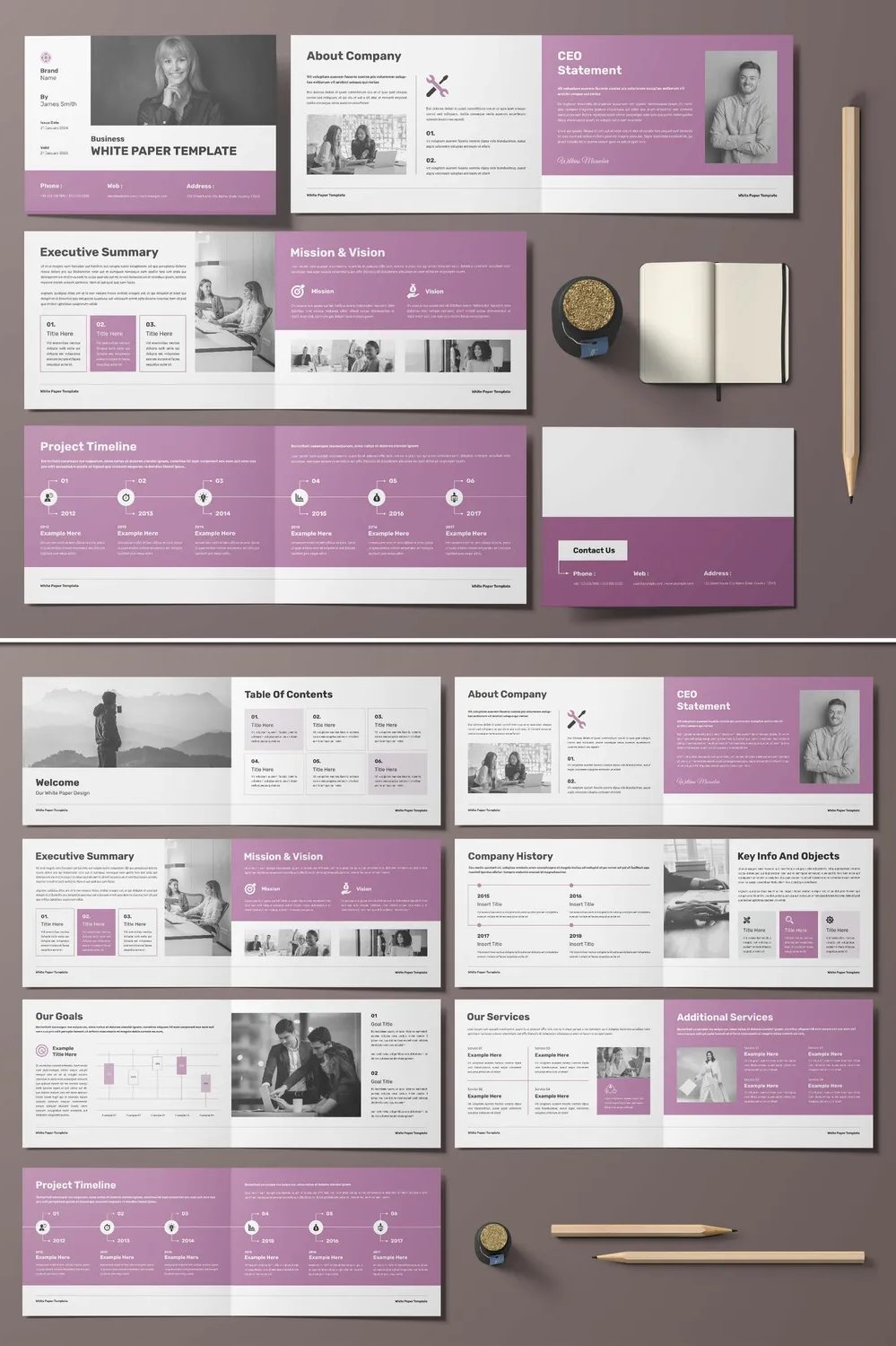 Adobestock - White Paper Template Brochure Design Layout Landscape 716694150