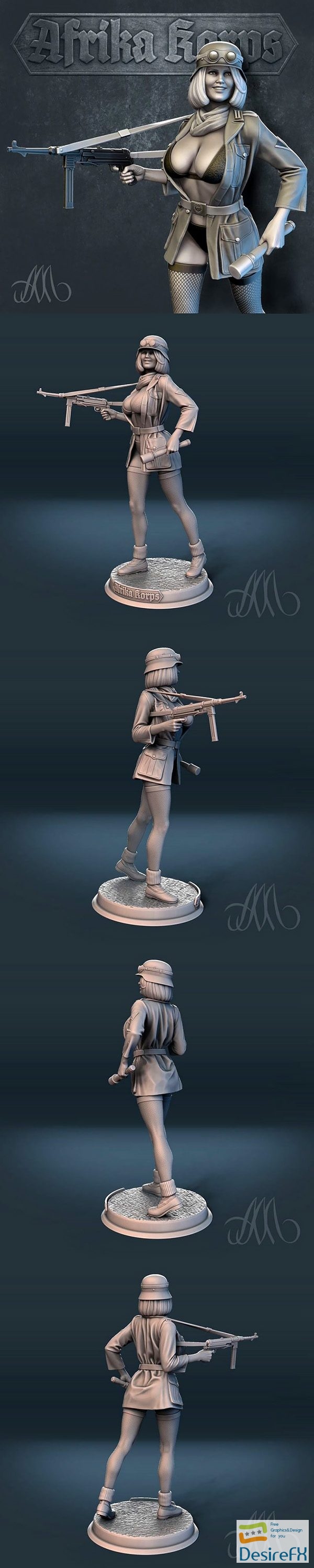 Africa Korps Girl Pre-Supported 3D Print