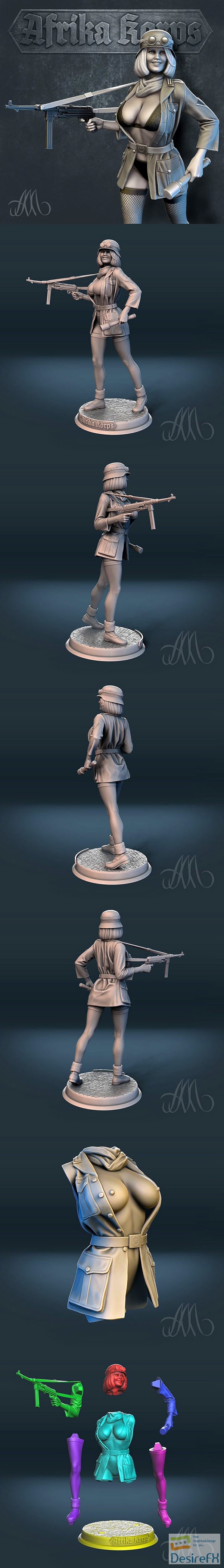 Africa Korps Girl Pre-Supported 3D Print