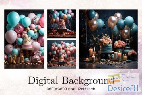 Balloon Party Studio Backdrop Overlays - 94092069