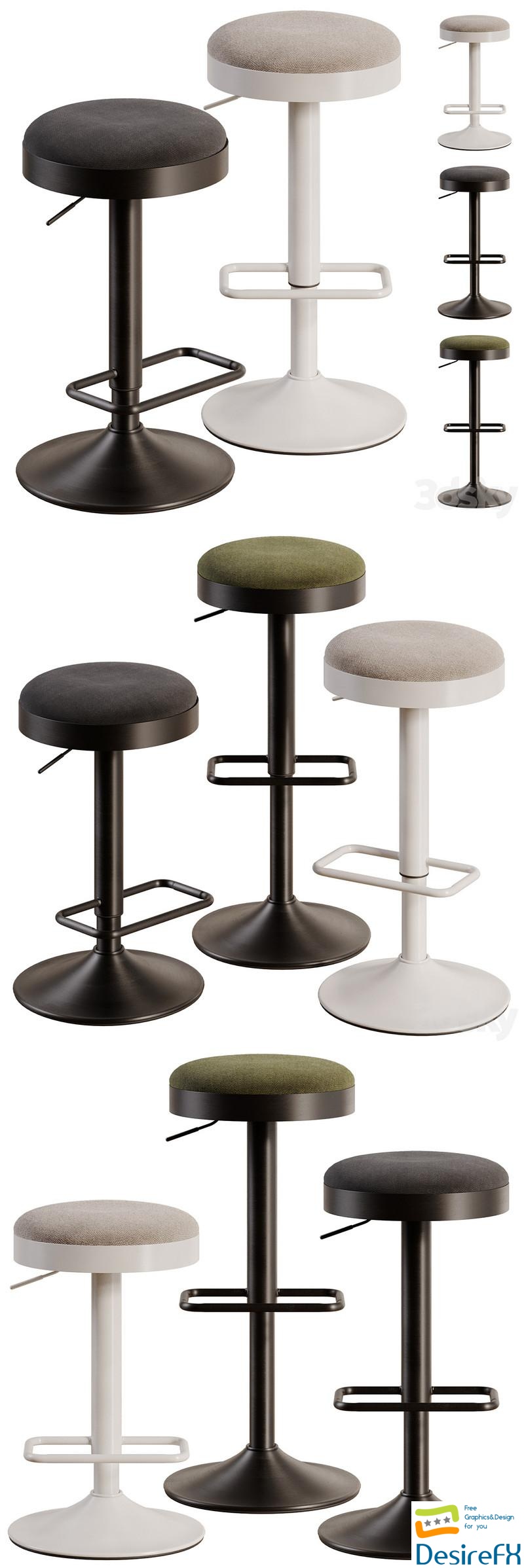Bar stool Zaib by Kave Home 3D Model