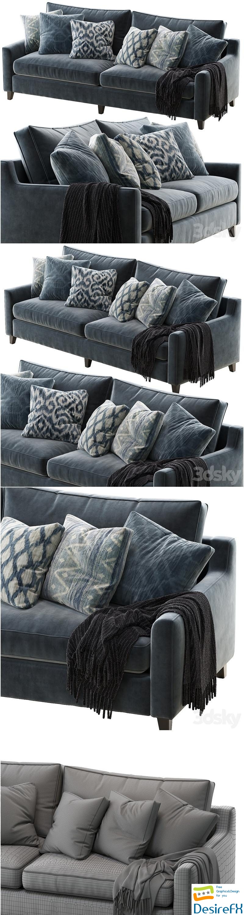 Beverly upholstered sofa 3D Model