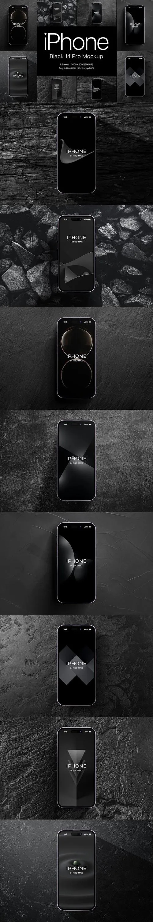 Black iPhone 14 Pro Max Mockup