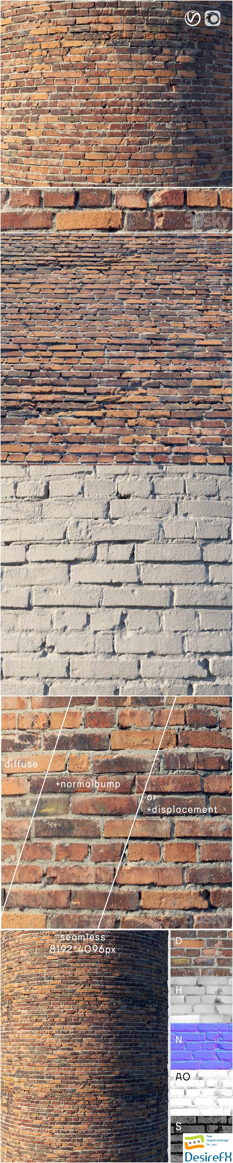 Brick wall with damage (material) 3D Model