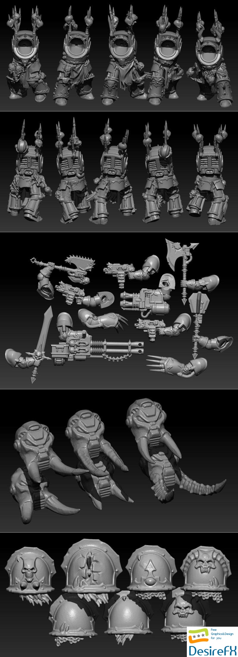 Chaos Terminators Scan Organized 3D Print