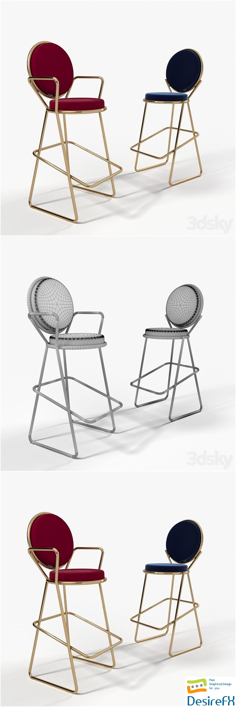 Double zero bar stool from Moroso 3D Model