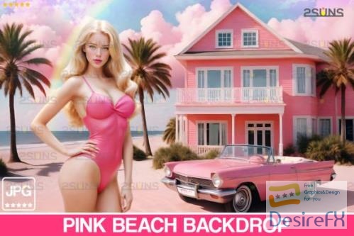 Dream House Backdrop, Pink Beach - 92536512