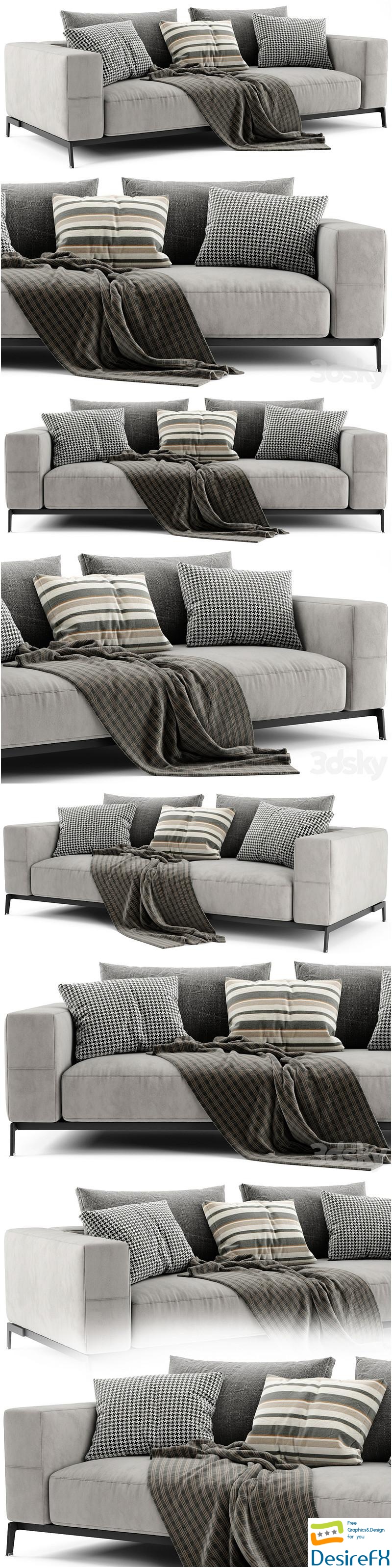 Flexform Ettore 2 Seats Sofa 3D Model