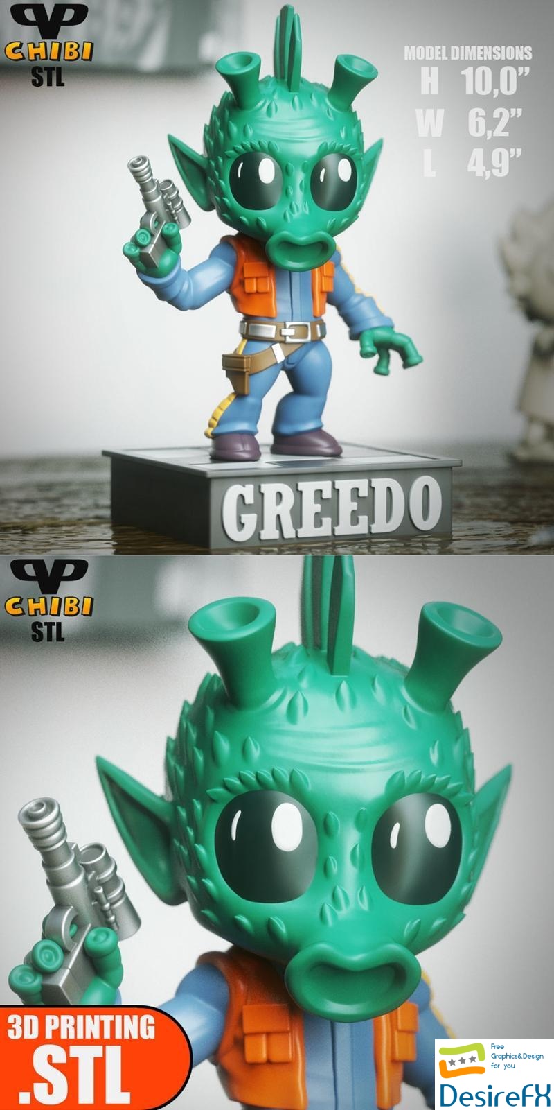 Greedo Chibi 3D Print