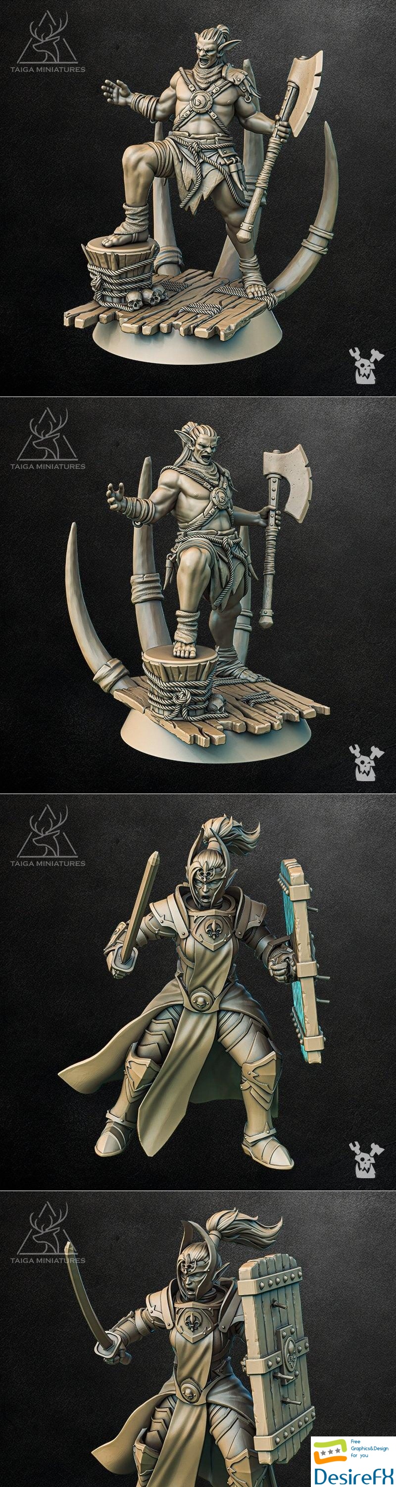 Hobgoblin Chieftain and Silver Moon Shieldbearer 3D Print