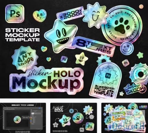 Holographic Sticker Mockup - BM7EK6R