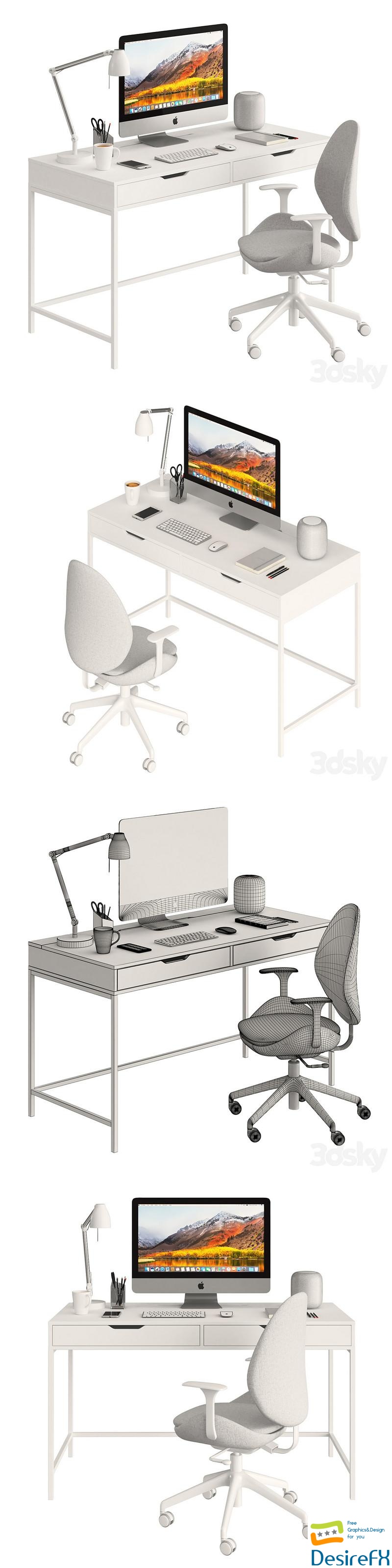 Ikea ALEX table and HATTEFJÄLL 3D Model