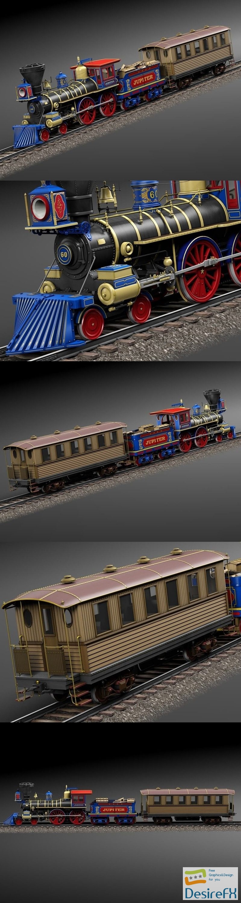 Jupiter Steam Train 3D Model