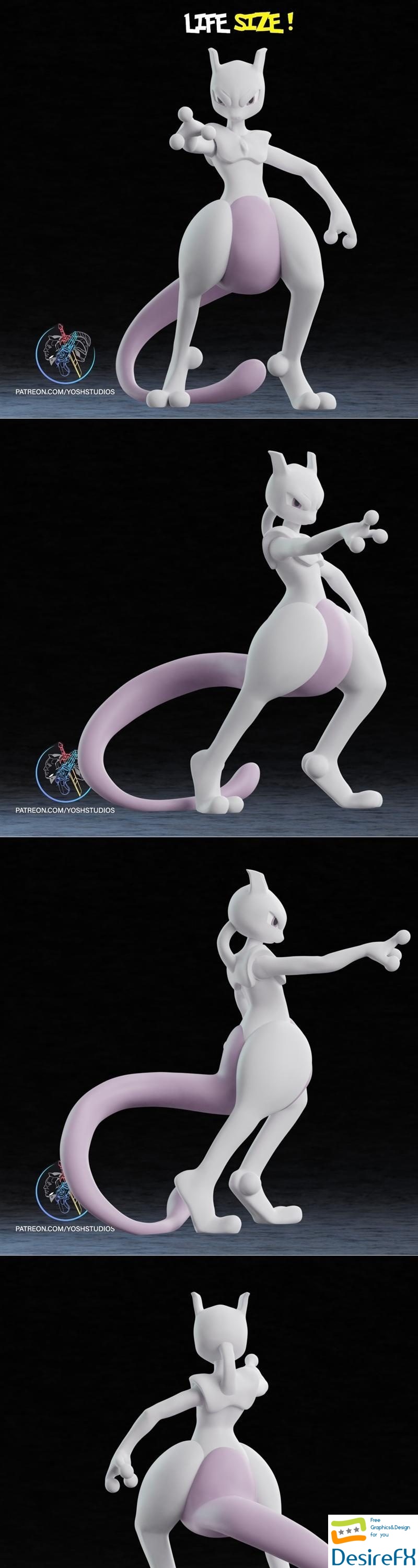 Life Size Mewtwo 3D Print