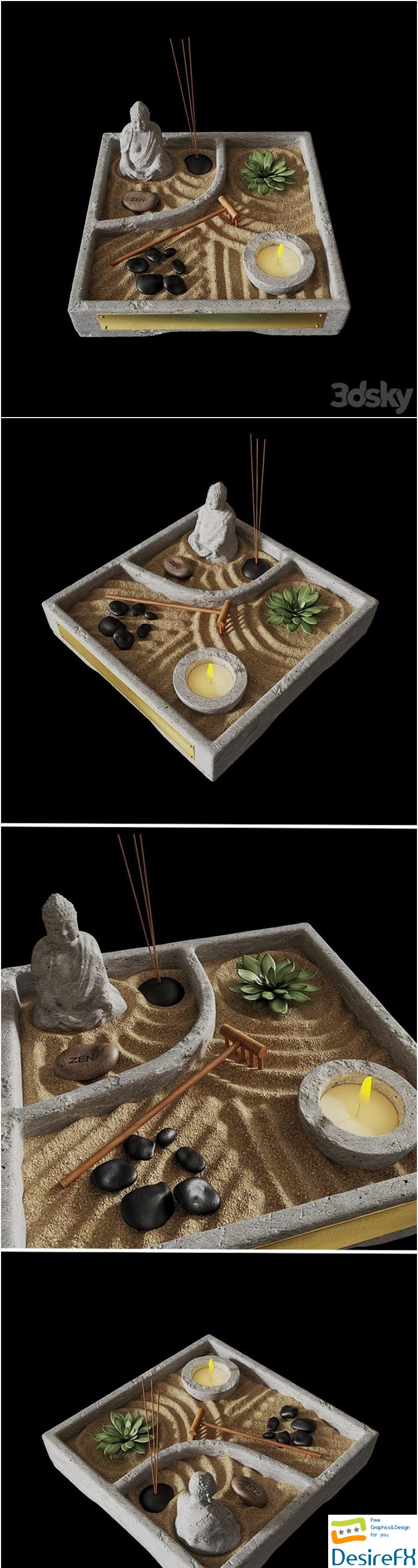 Mini Zen Garden 3D Model