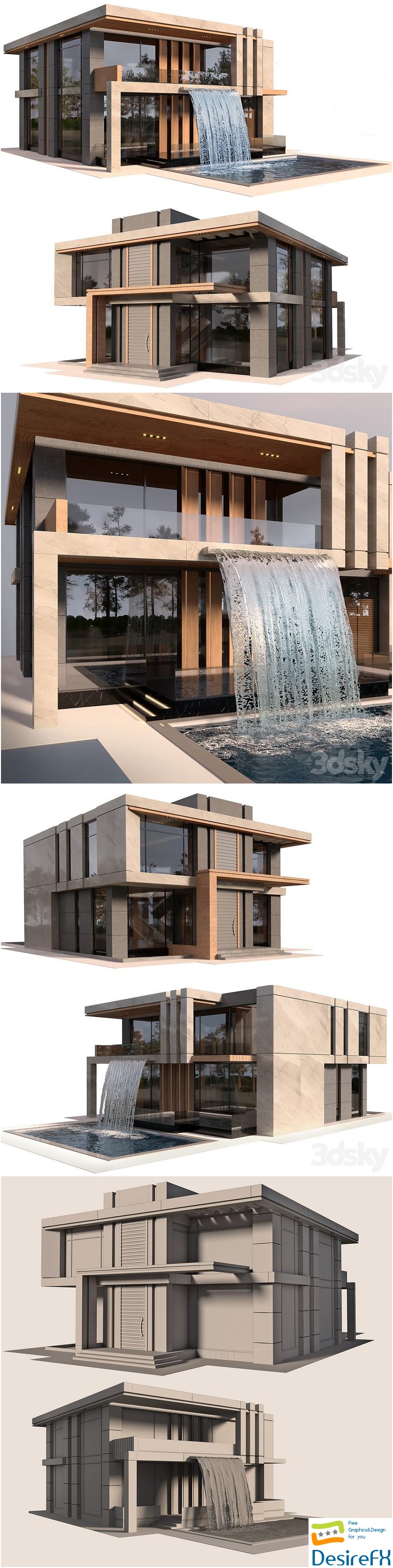 Modern Villa with pool 3D Model