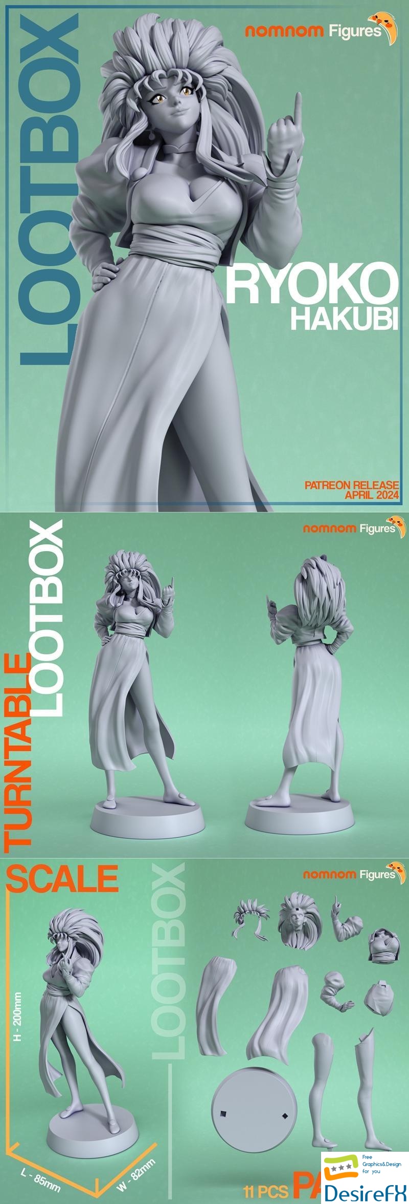 Nomnom Figures - Ryoko - Tenchi Muyo 3D Print