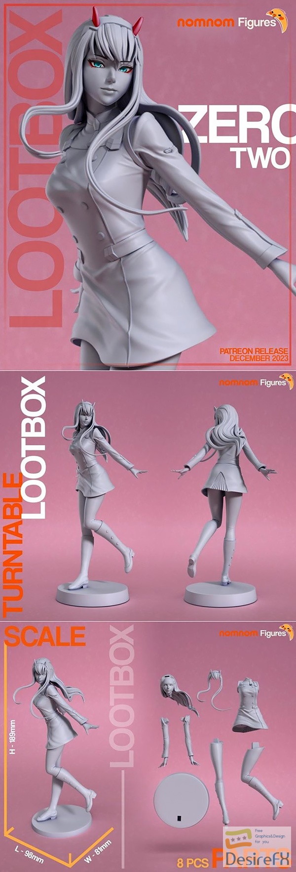 Nomnom Figures – Zero Two from Darling in the FRANXX – 3D Print