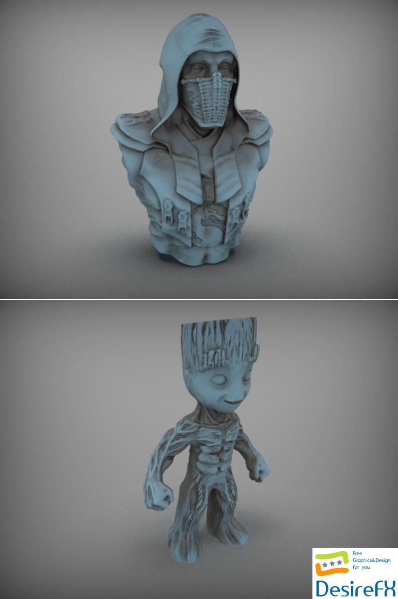 Noob Saibot and Baby Groot 3D Print