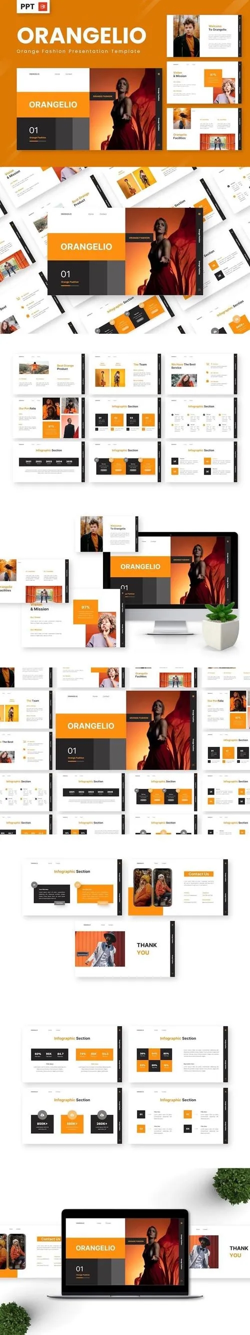 Orangelio - Orange Fashion Powerpoint Templates