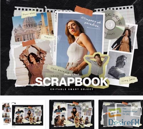 Photo Collage Scrapbook Mockup Template - 99JLSHS