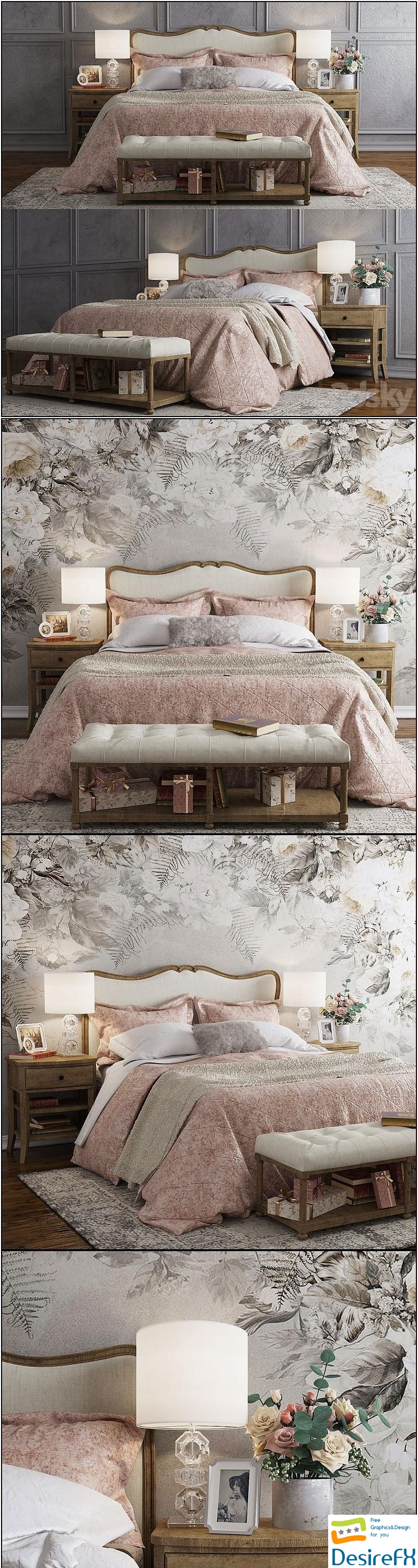 Pottery Barn Claremont bed 3D Model