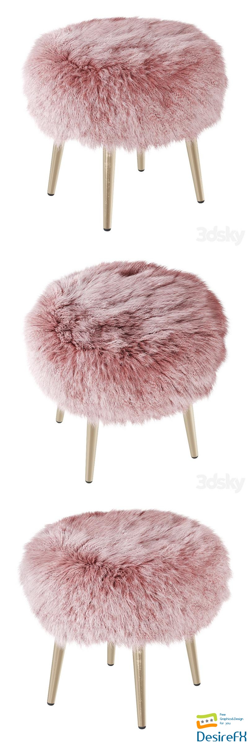 Round chair fur 2 3D Model
