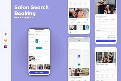 Salon Search & Booking Mobile App UI Kit