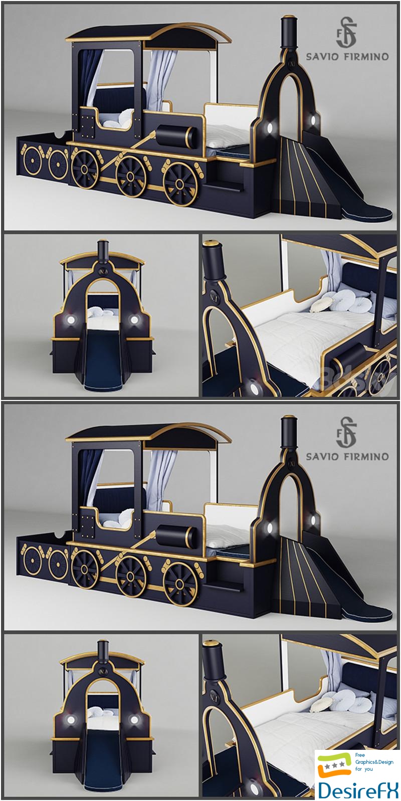 Savio Firmino Kid's Bed "Train" 3D Model