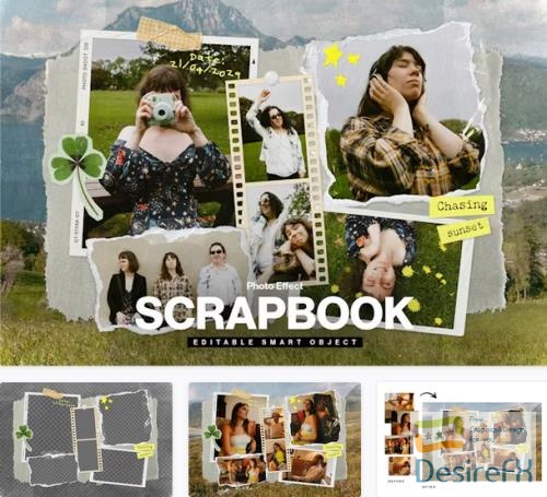 Scrapbook Photo Collage Mockup Template - 47MHY48