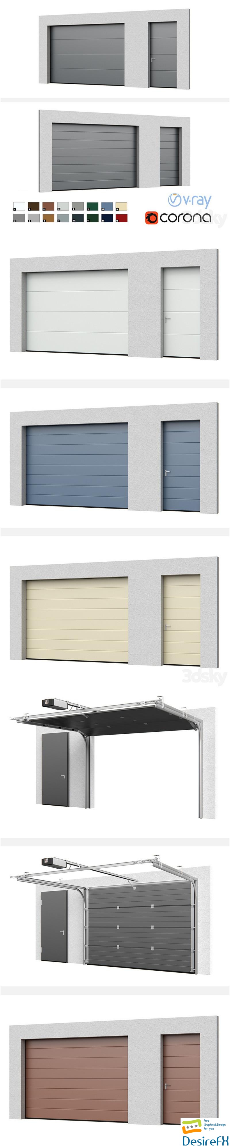 Sectional doors Hormann LPU open closed with side door 3D Model