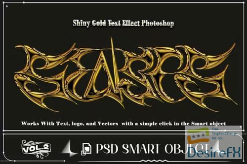 Shiny Gold Text Effect PSD Template Photoshop - VWVK59V