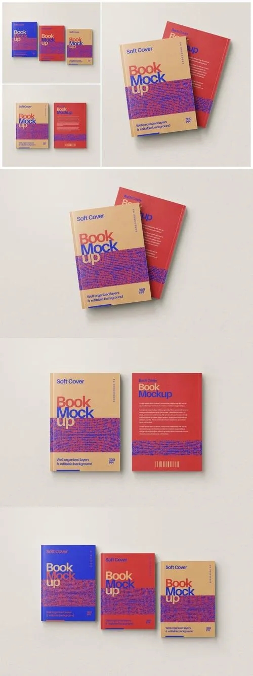 Soft Paperback Book Cover Mockup Set
