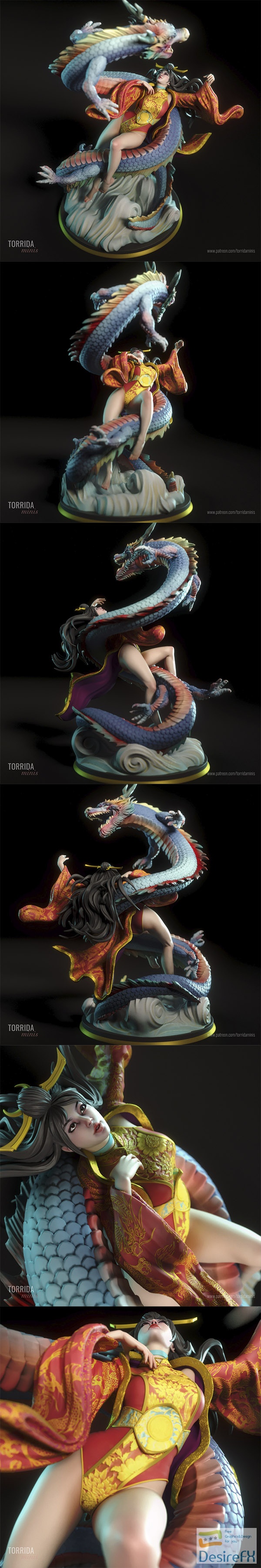 Torrida Minis – Yahui and the Dragon – 3D Print