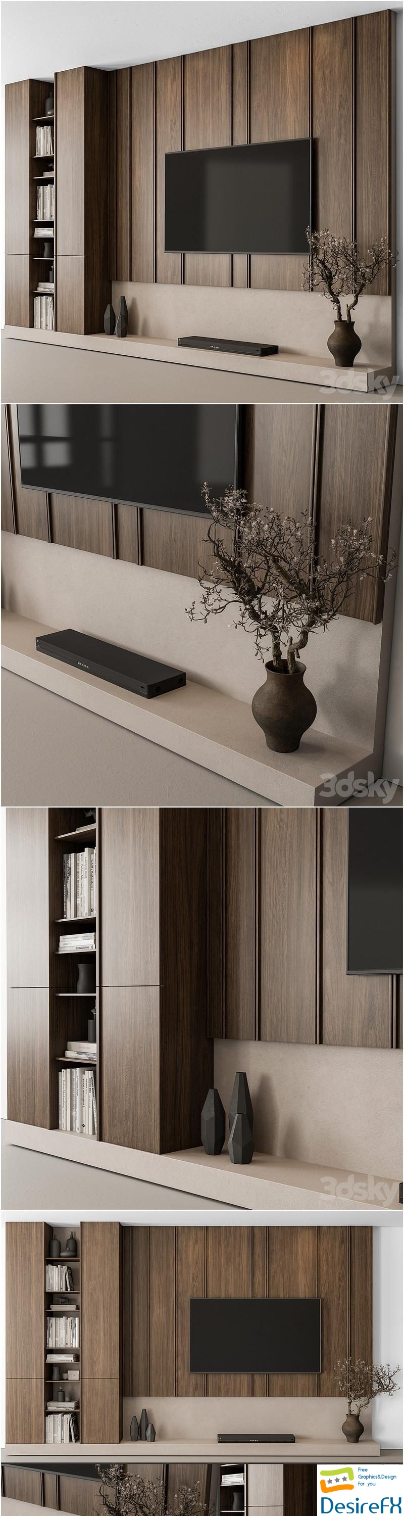 TV Wall Wooden - Set 110 3D Model