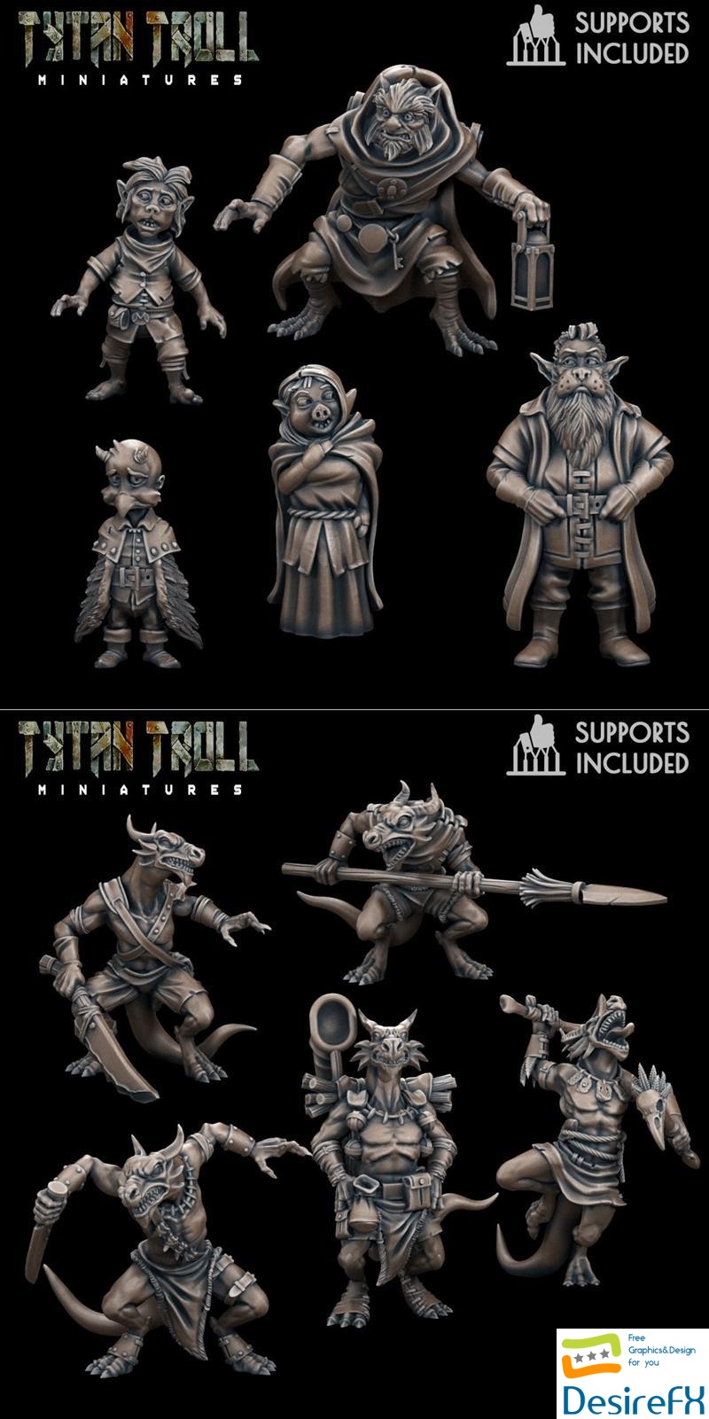 TytanTroll Miniatures - Mongrel Folk Bundle and Kobold Pack 3D Print