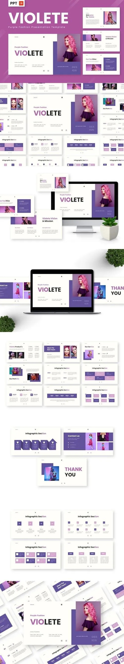 Violete - Purple Fashion Powerpoint Templates