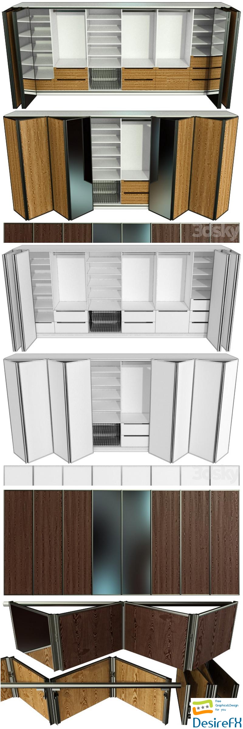 Wardrobe, wardrobe, folding doors 3D Model