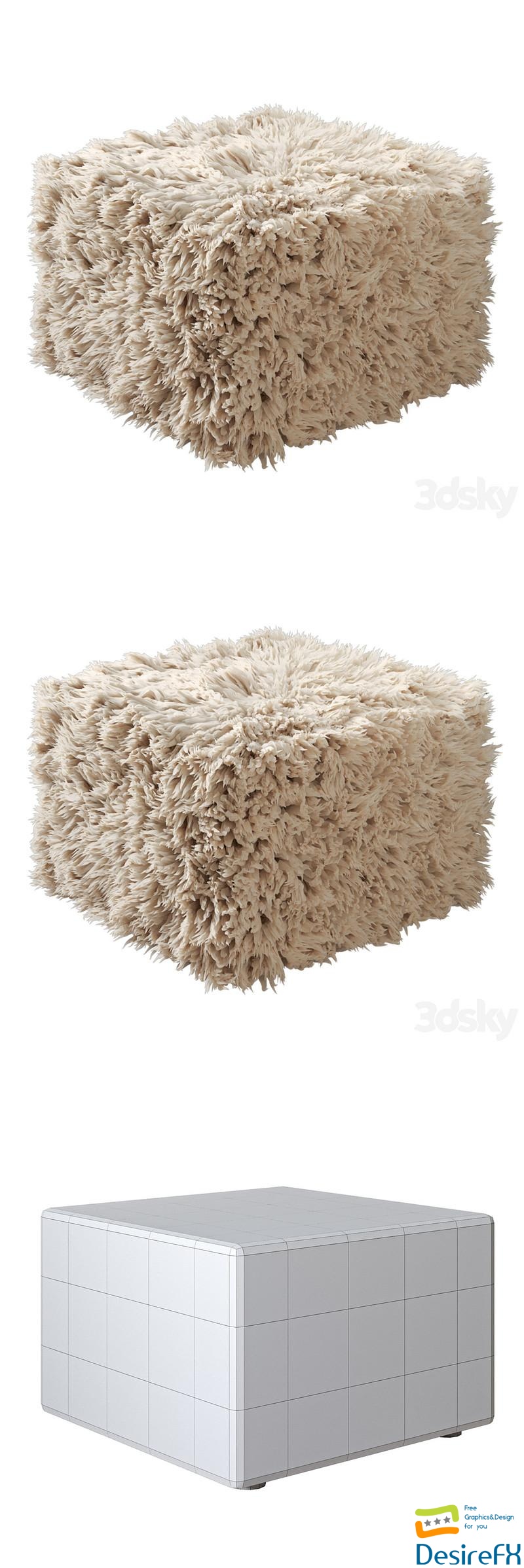 Wool pouf, Carito 3D Model