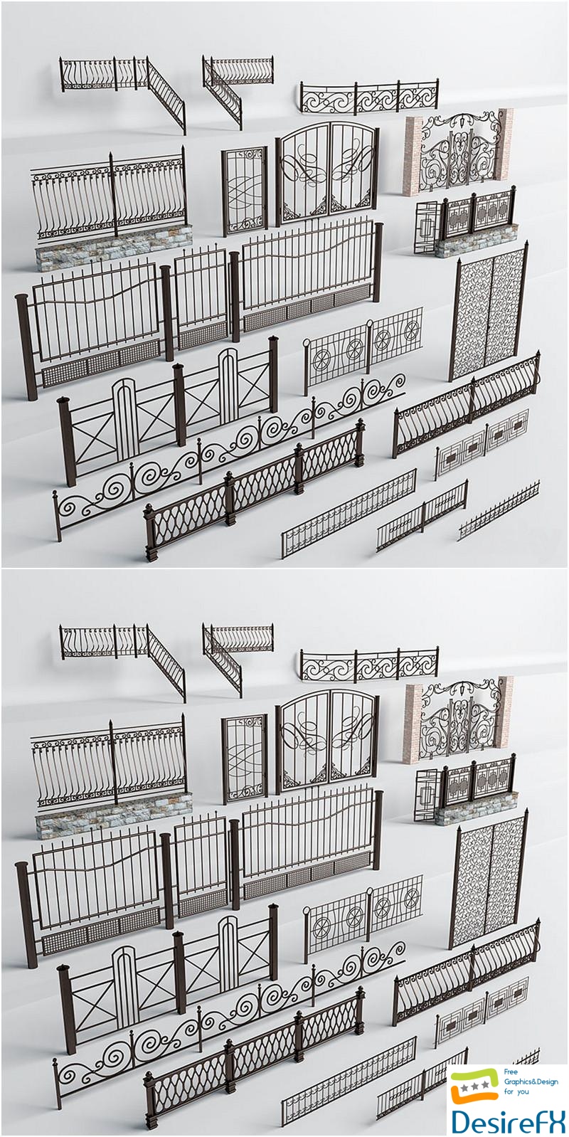Wrought iron fences 3D Model
