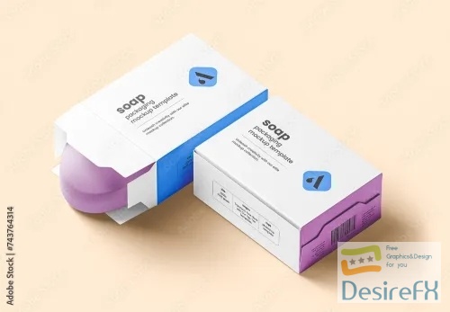 Adobestock - Soap Packaging Mockup with one Opened Box 743764314