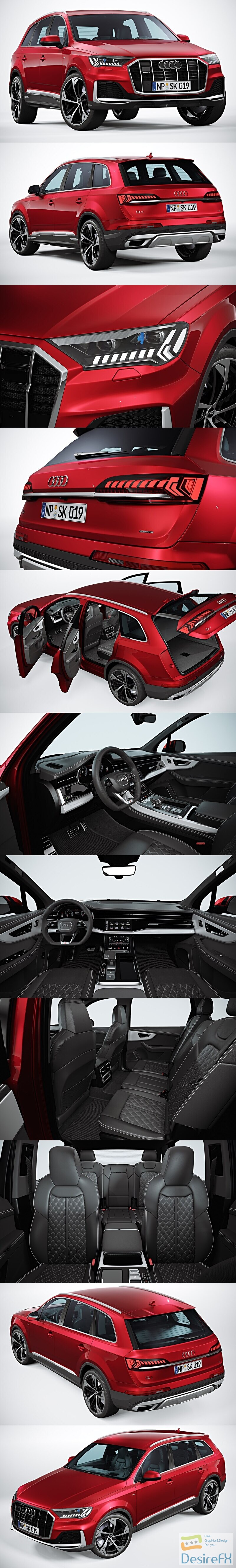 Audi Q7 2020 with HQ interior 3D Model