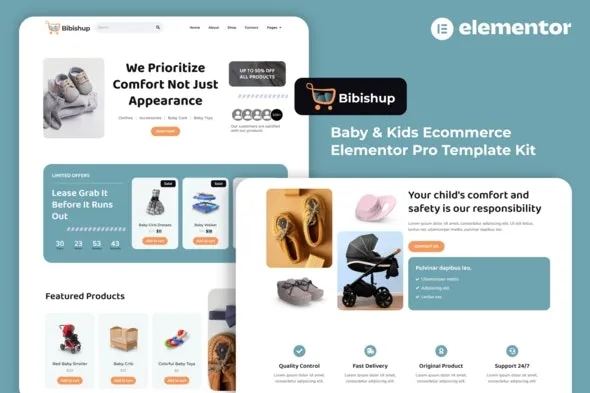 Bibishup - Baby & Kids Ecommerce Elementor Pro Template Kit 51457727