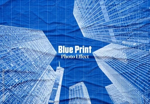 Blue Print Photo Effect 800477001