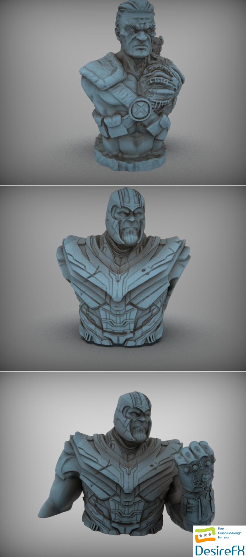 Cable and Thanos and Thanos - With Gauntlet 3D Print