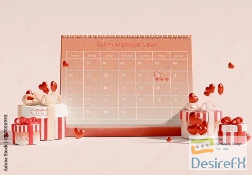 Calendar with Celebration Themed Gifts Mockup 797006993