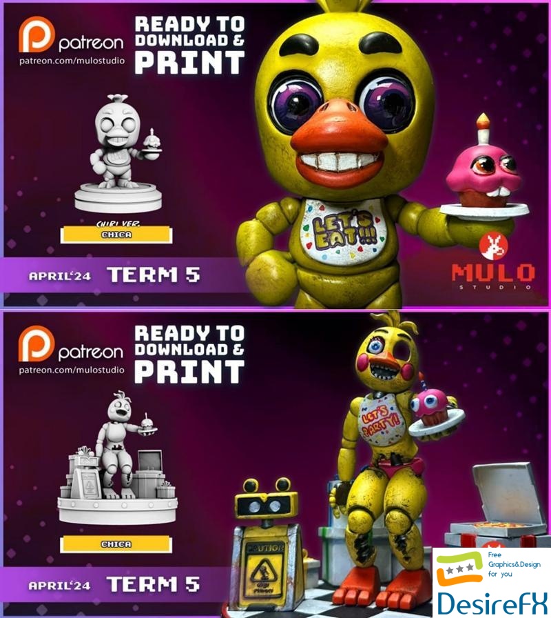 Chica and Chibi Chica 3D Print
