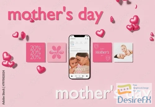 Customizable Mobile Device Design for Mothers Day Mockup 797002024
